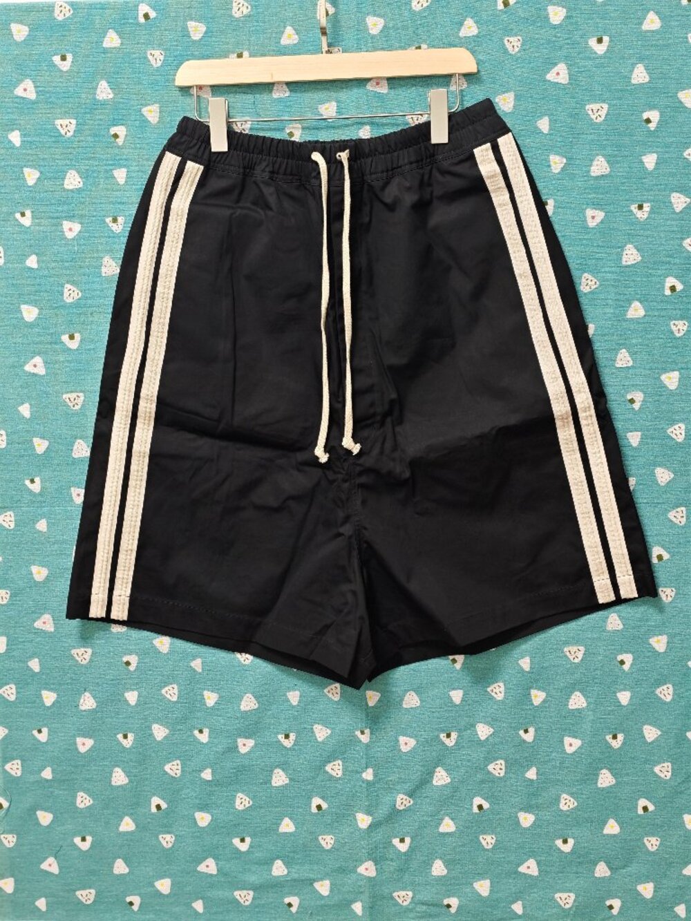 Rick Owens Black Pearl Side Stripe Shorts US 40